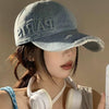 Washed Denim With Hole Baseball Cap Female Peaked Cap