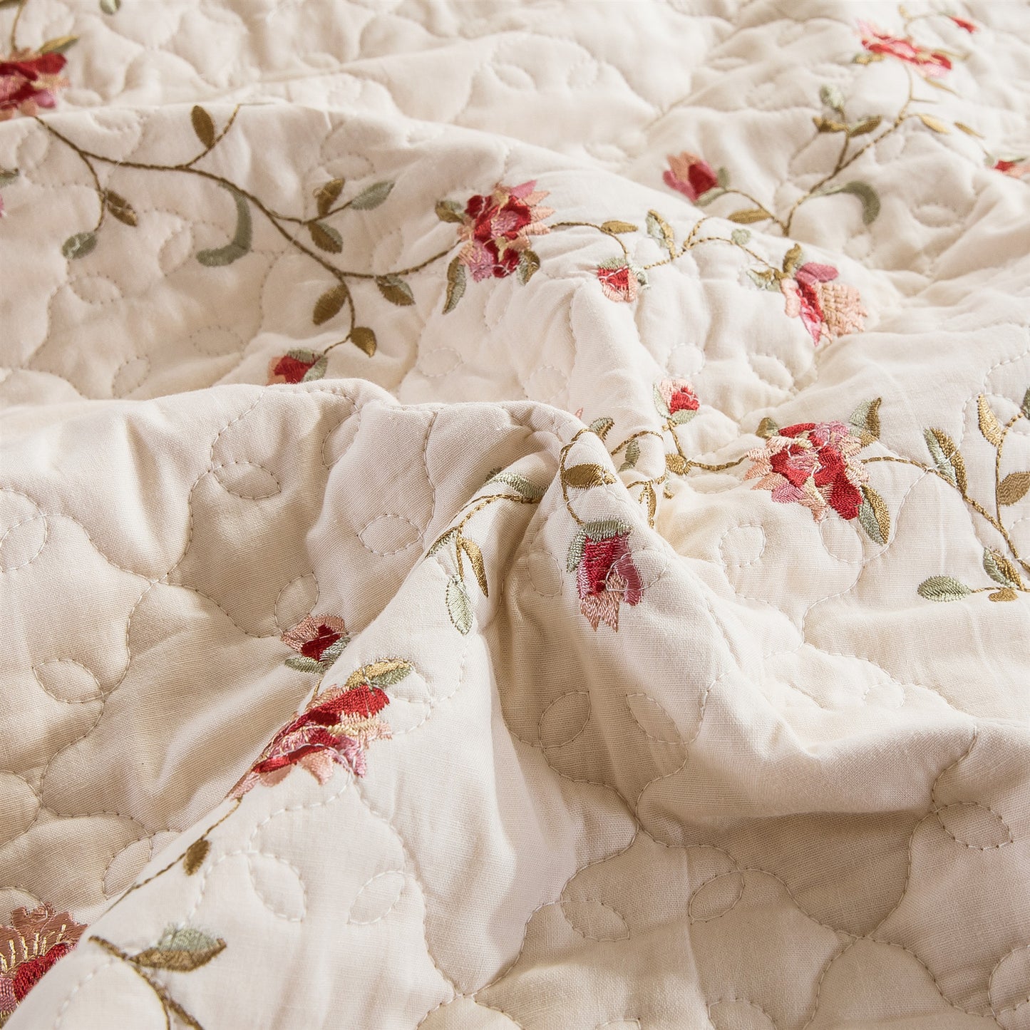 Embroidered Cotton White Summer Suit Bedspread