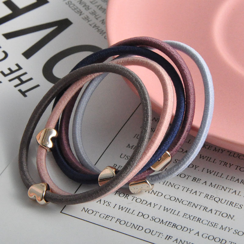 Golden Balls Peach Heart Rubber Band