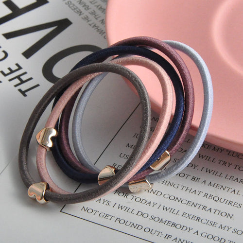 Golden Balls Peach Heart Rubber Band