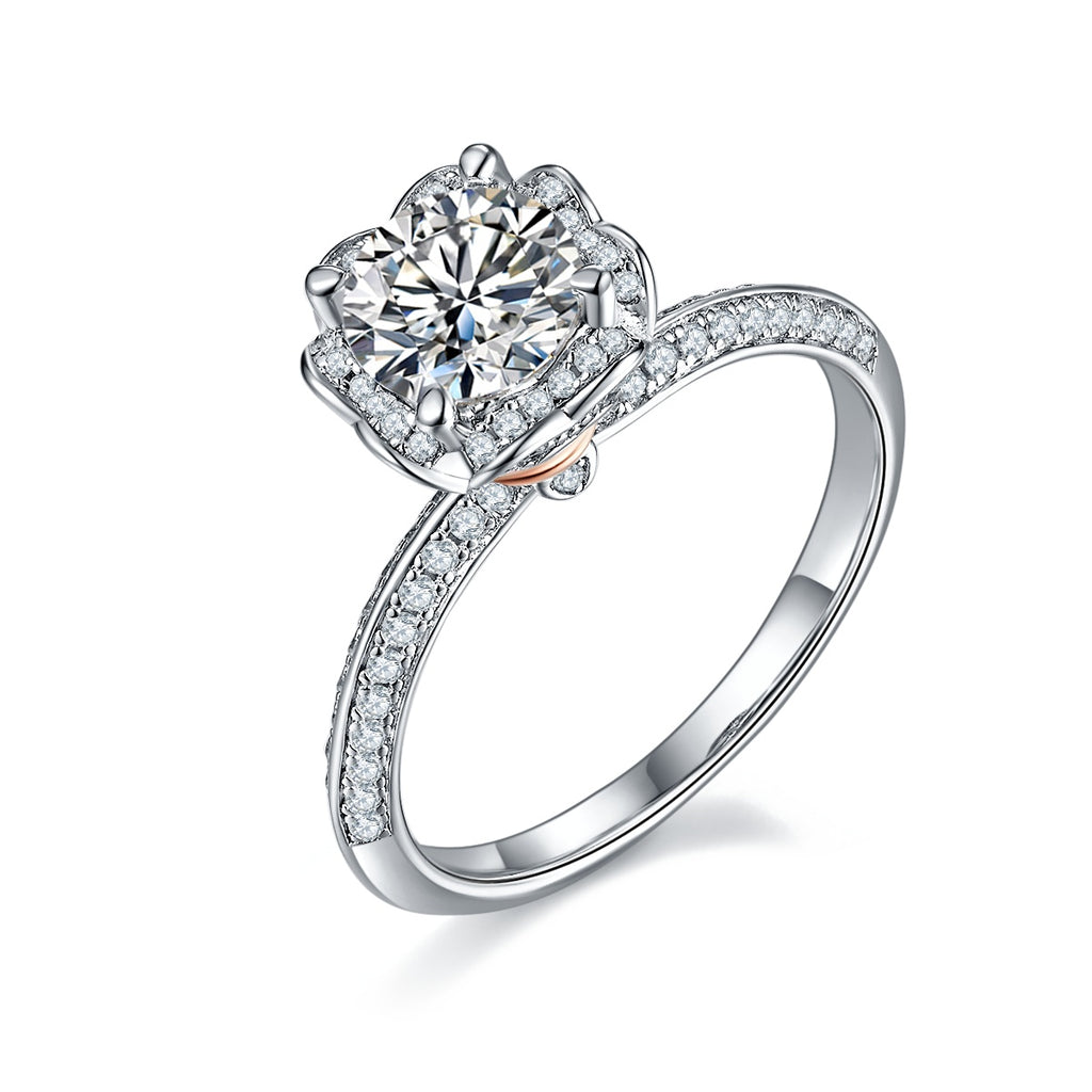 Snow Shadow Notes - A Wedding Ring Set With 1-carat Top-quality Moissanite S925 Silver And Platinum-plated Diamond. The Ring Can Be Inspected With A Diamond Pen