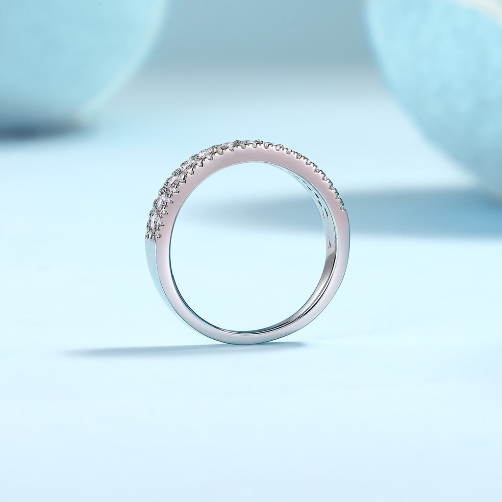 Sailor - A Wedding Ring Set With Top-quality Moissanite S925, Silver And Platinum-plated. The Ring Can Be Inspected With A Diamond Pen