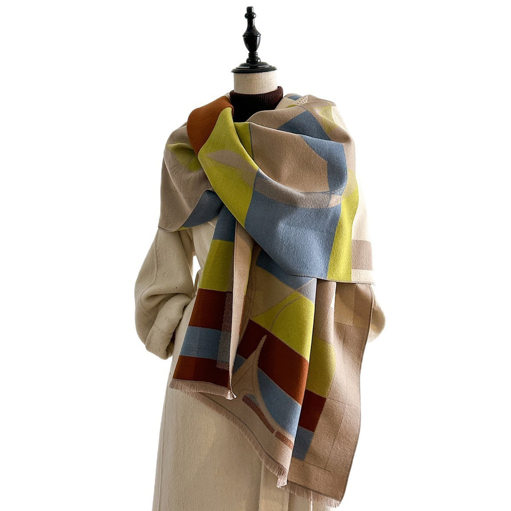 High-grade Elegant Shawl European And American Scarf Cashmere-like
