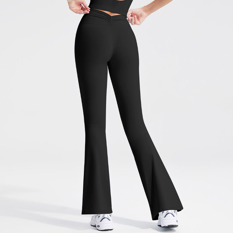 V Waist Yoga Pants Fitness Trousers High Waist Pleating