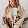 Leopard Print Patchwork Snap Button Jacket