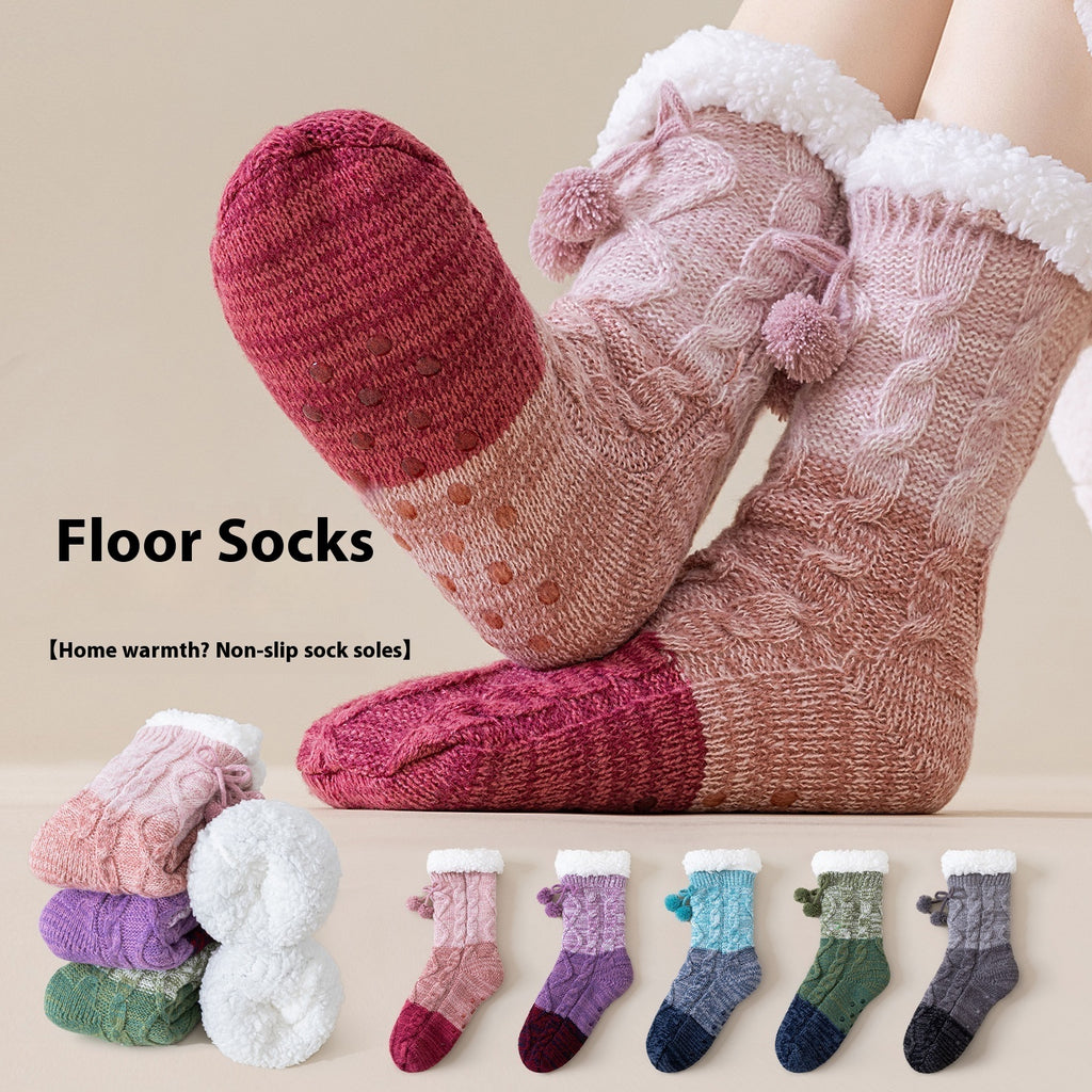 Lambswool Thickened Warm Mid-calf Length Socks Non-slip Floor Socks