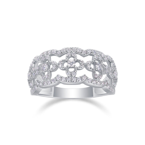 Flower Dance - A Wedding Ring Set With Top-quality Moissanite S925 Silver And Platinum-plated Diamond. The Ring Can Be Inspected With A Diamond Pen