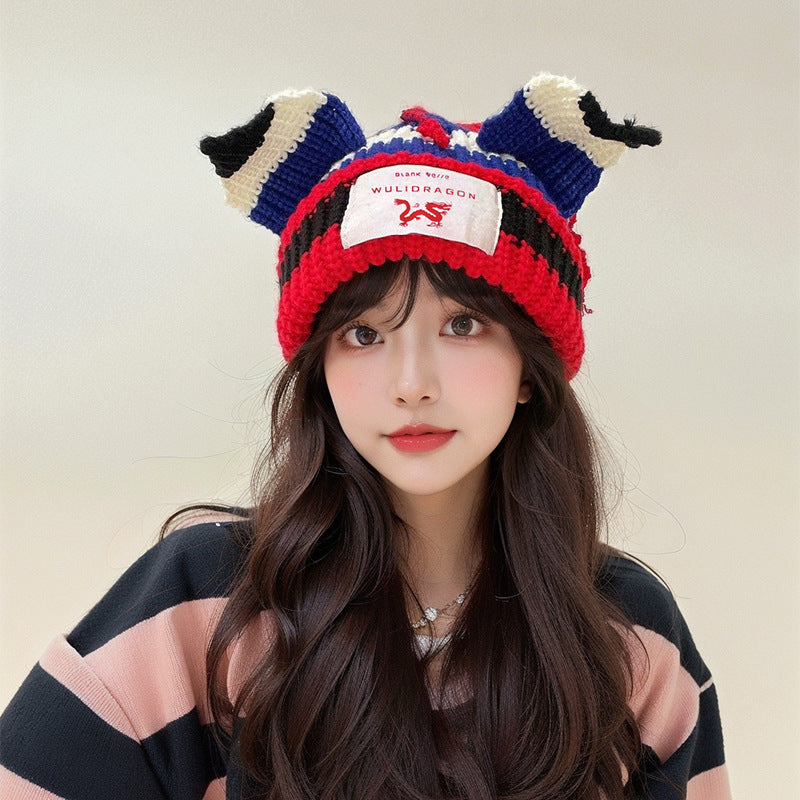 Woolen Cap Warm Ear Protection Cute Lady