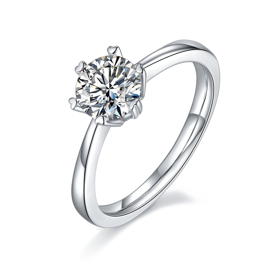 Snowflake Blooming - A Wedding Ring Set With 1-carat Top-quality Moissanite S925 Silver And Platinum-plated Diamond. The Ring Can Be Inspected With A Diamond Pen