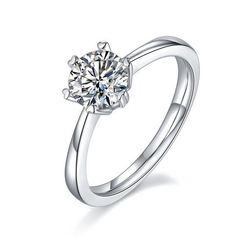 Snowflake Blooming - A Wedding Ring Set With 1-carat Top-quality Moissanite S925 Silver And Platinum-plated Diamond. The Ring Can Be Inspected With A Diamond Pen
