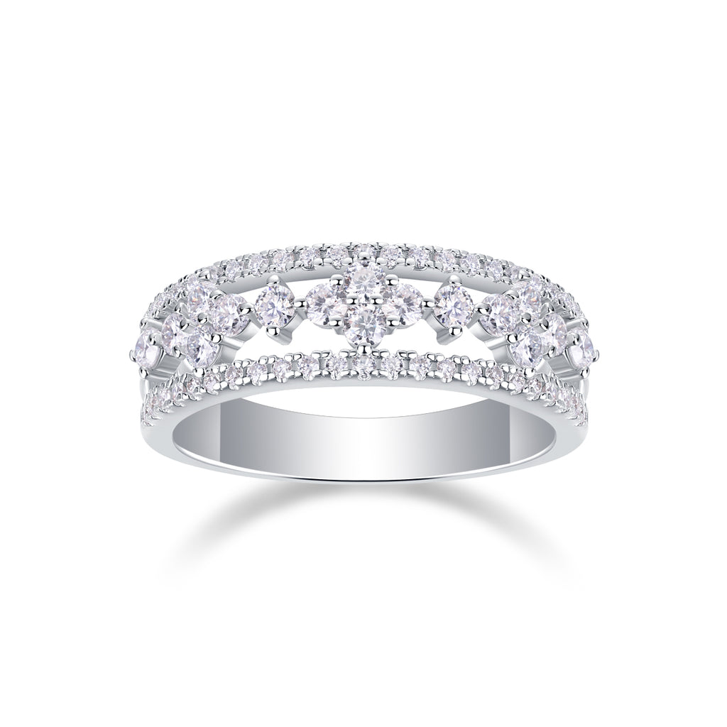 Monet's Garden - A Wedding Ring Set With Top-quality Moissanite S925 Silver And Platinum-plated Diamond. The Ring Can Be Inspected With A Diamond Pen