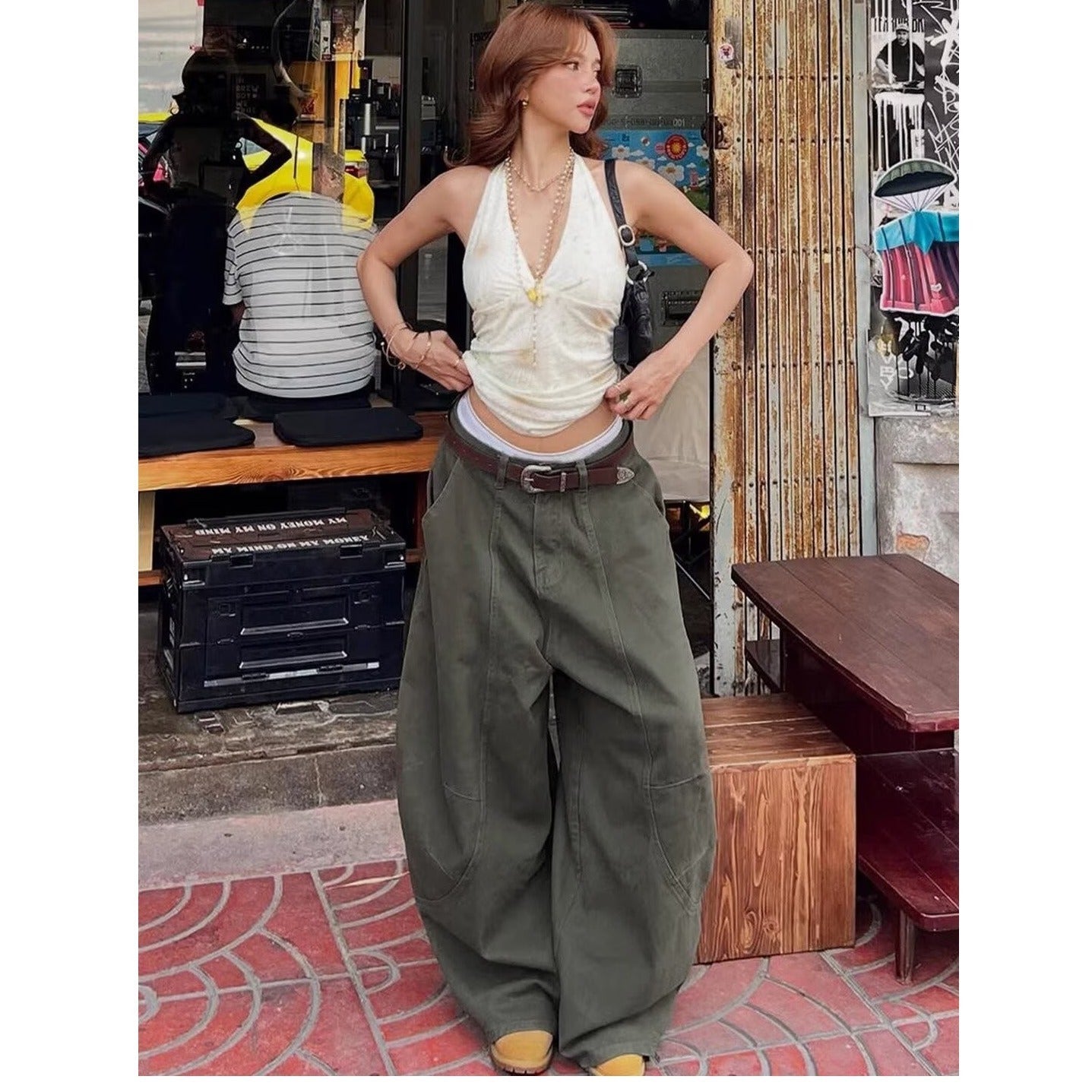 Coffee Color American Retro Draping Mop Machete