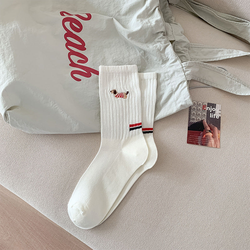 Personality Puppy Embroidered Socks Children
