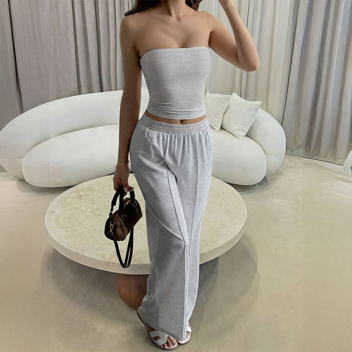Tube-top Vest And Casual Long Pants Set For Women