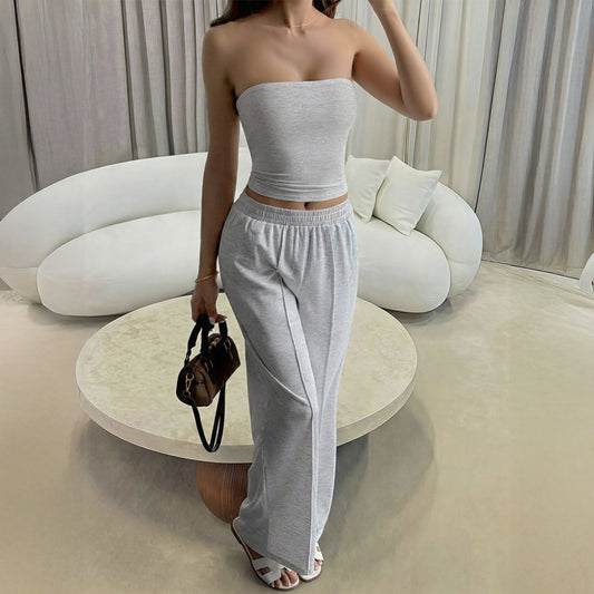 Tube-top Vest And Casual Long Pants Set For Women