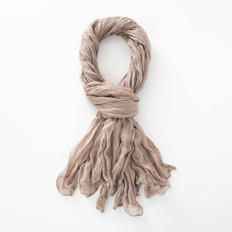 Women's Natural Wrinkle Pure Linen Scarf Shawl