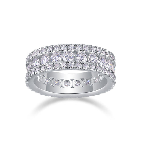 Pure - Set With Top-quality Moissanite S925, Silver And Platinum-plated Diamond Wedding Ring. The Ring Can Be Inspected With A Diamond Pen