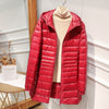 Down Jacket Women's Mid-length Hooded Slim Fit Light Coat
