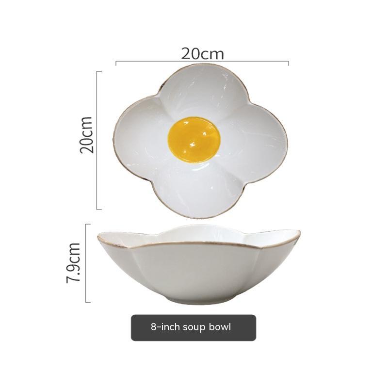 Simple SUNFLOWER Ceramic Poached Egg Household Creative Tableware