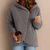 Casual Loose Lambswool Long Sleeve Zipper Hoodie Coat