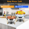 4Pcs Chafing Dish Buffet Set 4.76QT Round Buffet Servers Food Warmer Stainless Steel Catering Chafer With Glass Lid For Warming Cooling Gatherings Banquets Buffets Party Wedding