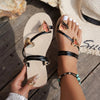 Women's Summer Love Decorative Button Flat Sandals