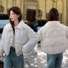 Puff Loose Casual Rhombus Coat Elegant Cotton-padded Jacket