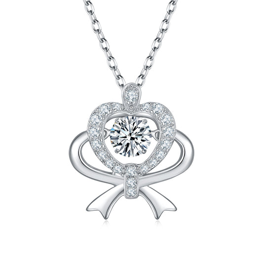 Set With Top-quality Moissanite, This Luxurious And Fashionable Light Luxury Trend Jewelry Necklace Pendant Is Made Of S925 Silver Electroplated With Platinum