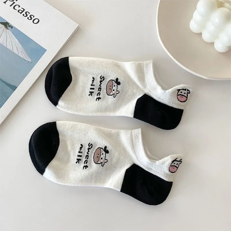 Women's Cartoon Cow Socks Invisible