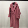 Women's Long Pink Wool Alpaca Fleecefiber Fur Coat