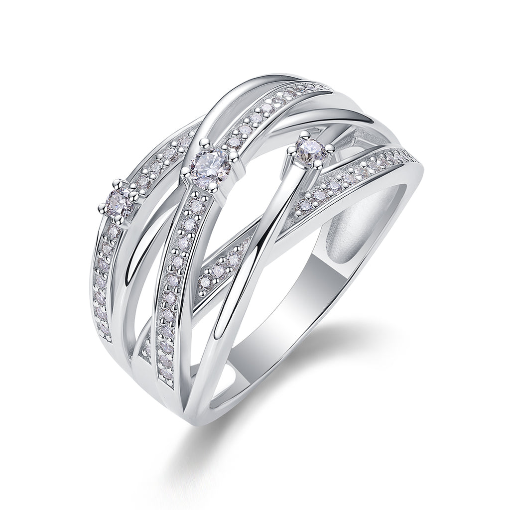 Diamond Shining - Set With Top-quality Moissanite S925, Silver And Platinum-plated Diamond Wedding Ring. The Ring Can Be Tested With A Diamond Pen In Yellow Gold And Rose Gold