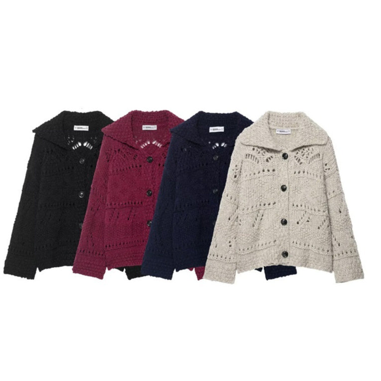 Women's Thick Needle Crochet Knit Cardigan Coat