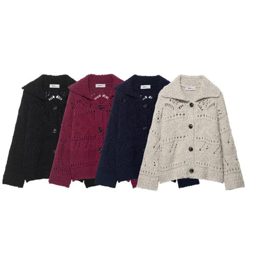 Women's Thick Needle Crochet Knit Cardigan Coat