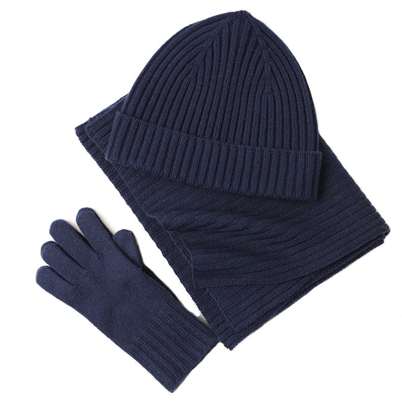 New Wool Scarf Hat Gloves Three-piece Set For Women