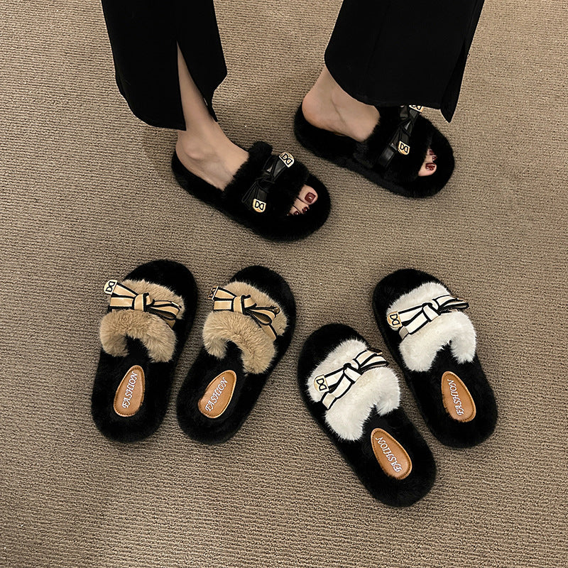 Versatile Furry Cotton Slippers For Womenperfect For Fall And Winter Wear
