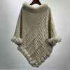 Fur Collar Oversized Knit Pullover Shawl Cloak