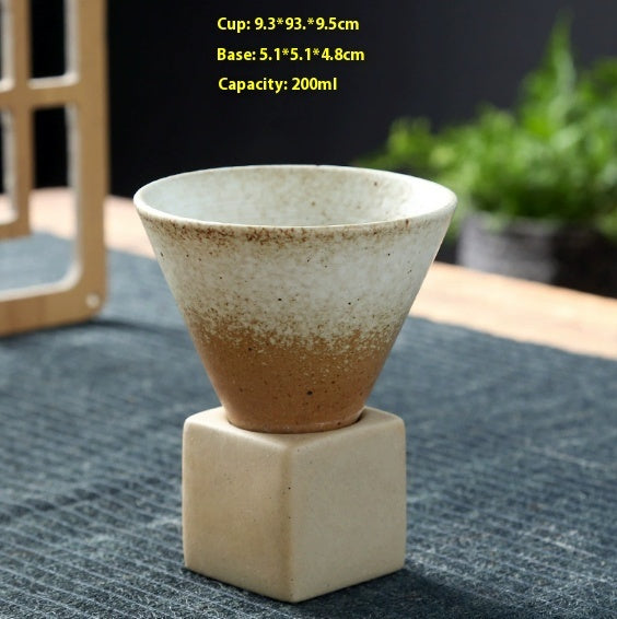 Stoneware Espresso Cup Creative With Base Vintage Ceramic