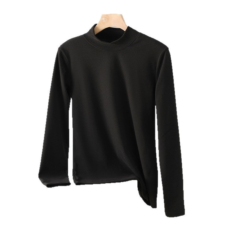 Fleece-lined Thickened Bottoming Shirt Women's Half High-necked