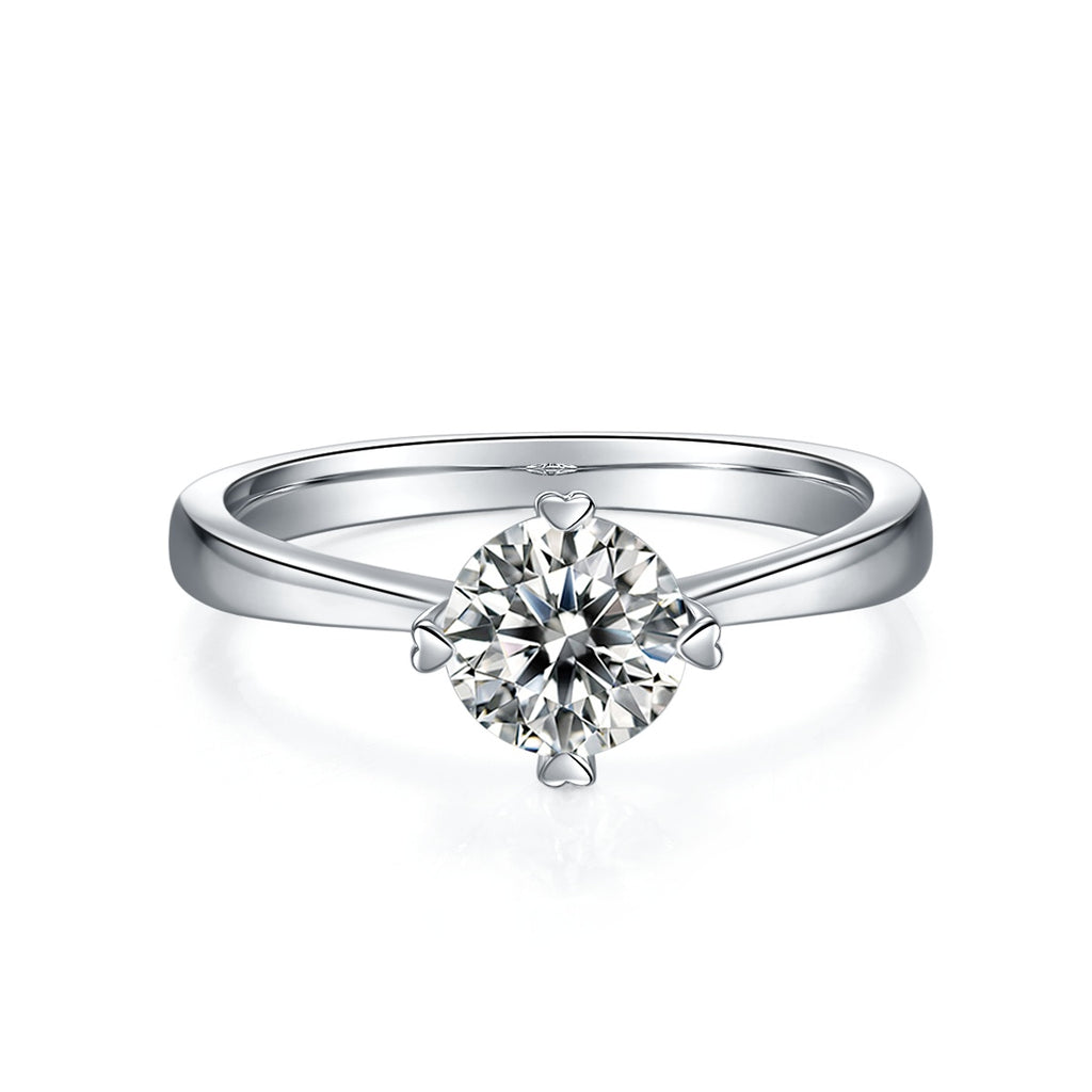 A Heart-stirring Kiss - A Wedding Ring Set With 1-carat Top-quality Moissanite S925 Silver And Platinum-plated Diamond. The Ring Can Be Inspected With A Diamond Pen