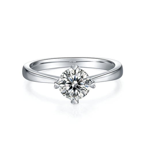 A Heart-stirring Kiss - A Wedding Ring Set With 1-carat Top-quality Moissanite S925 Silver And Platinum-plated Diamond. The Ring Can Be Inspected With A Diamond Pen