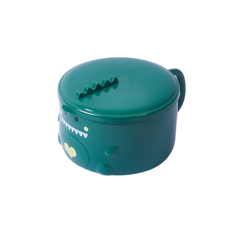 304 Stainless Steel Dinosaur Instant Noodle Bowl Plastic Instant Noodle Bowl For Student Dormitory With Lid