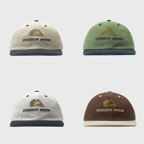 Embroidered Letters Contrast Color Flat Eaves Cap Men And Women Soft Top