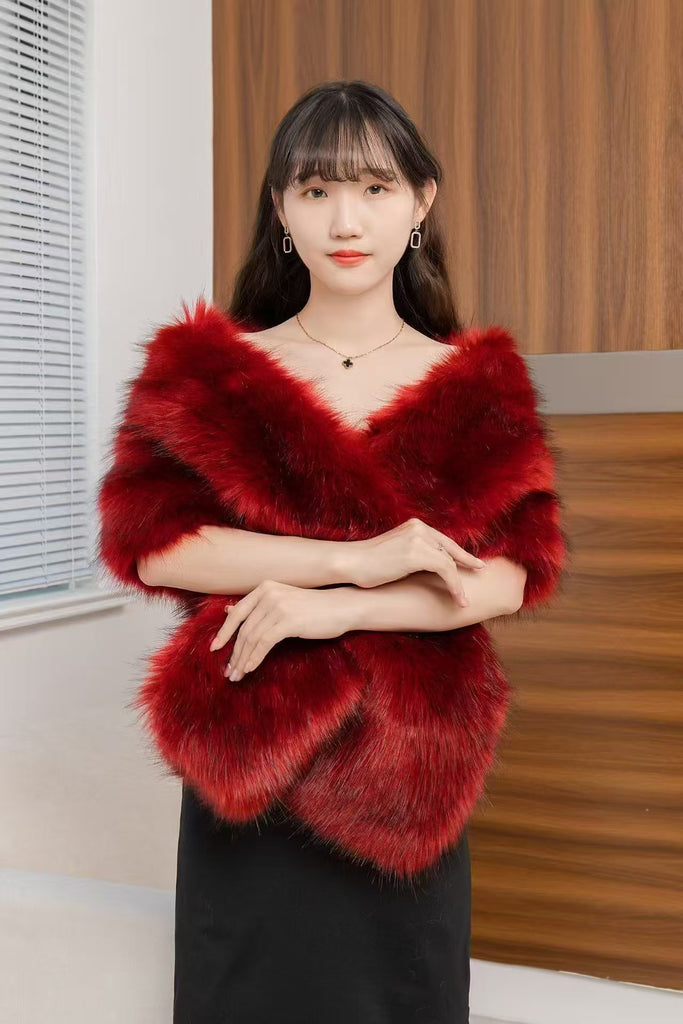 Women's Big Fur Collar Scarf Shawl