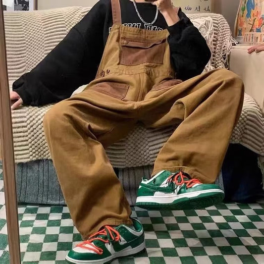 Men's Vintage Casual Wide-leg American Overalls