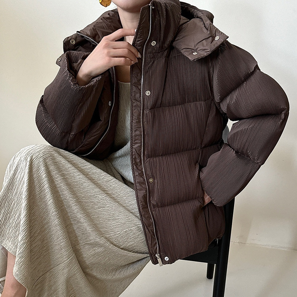 New Waist Belt Down Jacket Women's Waist Slimming Crumpled Thickened Slim Fit