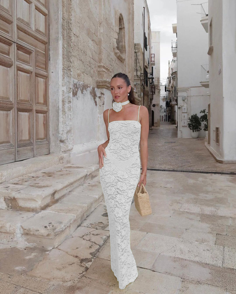 Sling Lace See-through Slim-fit Sheath Dress