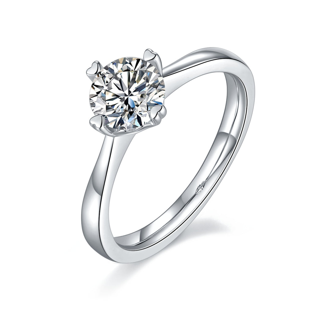 A Heart-stirring Kiss - A Wedding Ring Set With 1-carat Top-quality Moissanite S925 Silver And Platinum-plated Diamond. The Ring Can Be Inspected With A Diamond Pen
