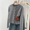 Double-sided Wearable Round Neck Long Sleeve Cardigan Top