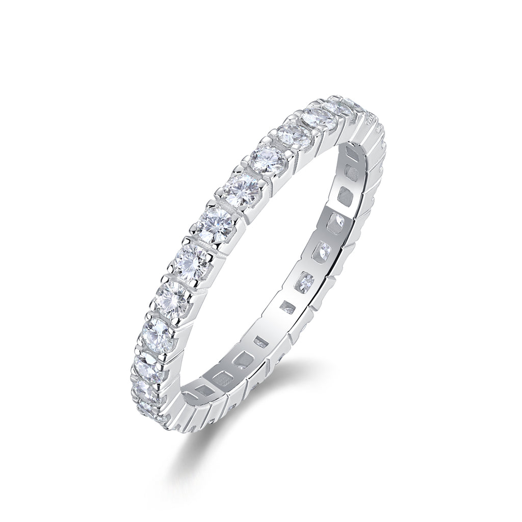 Shining Starlight - A Wedding Ring Set With Top-quality Moissanite S925 Silver And Platinum-plated Diamond. The Ring Can Be Inspected With A Diamond Pen
