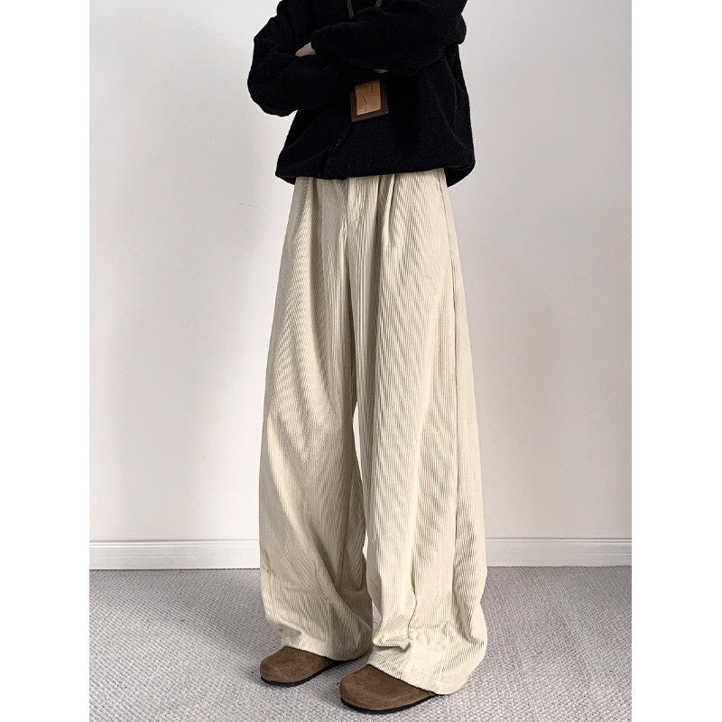 Old-money-style Japanese Retro Pleated Corduroy Casual Pants
